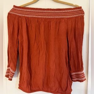 INC International Concepts off the shoulder orange top